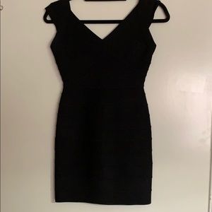 Aqua black bandage dress